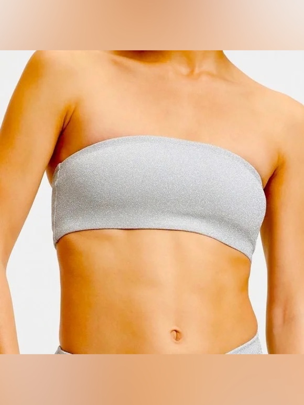 NWT Good American SPARKLE BETTER BAND TOP Size 1 / Small in Silver